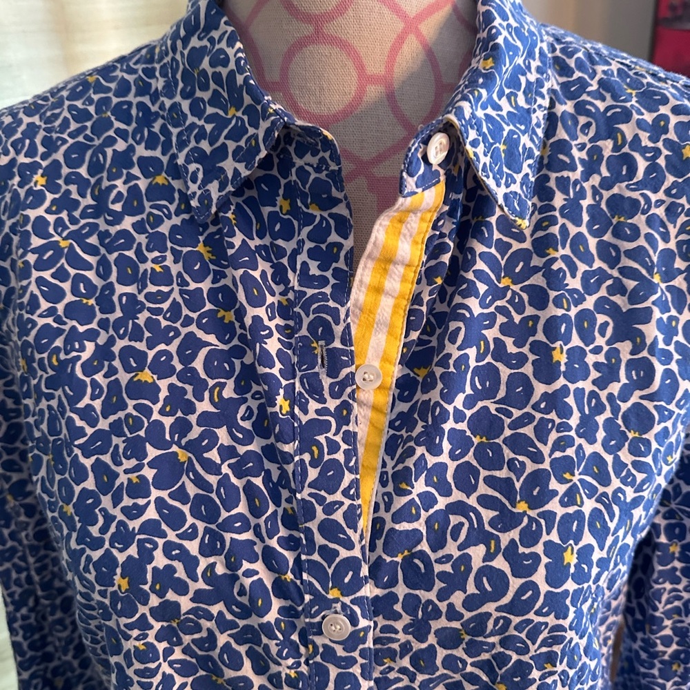 J. McLaughlin Elegant Blue Patterned Button Down … - image 3